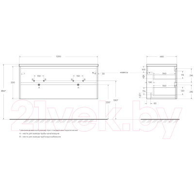 Тумба под умывальник BelBagno KRAFT-1200-2C-SO-2-RNN