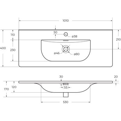 Умывальник BelBagno BB-8099-3-100