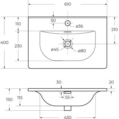 Умывальник BelBagno BB-8099-3-60