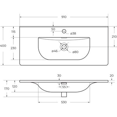 Умывальник BelBagno BB-8099-3-90