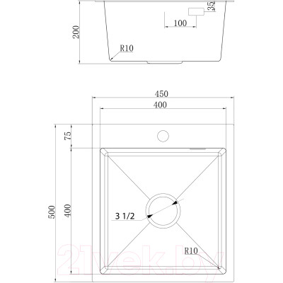 Мойка кухонная Ukinox Практика PRV450.500-GT10C 0CW