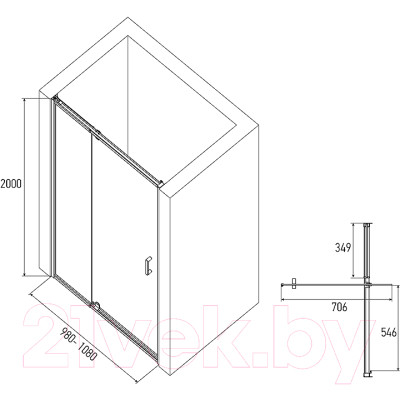 Душевая дверь Alex Baitler AB74B100