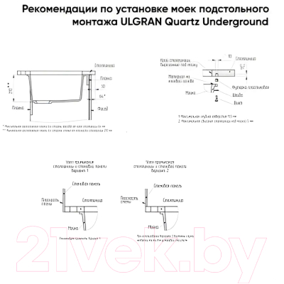 Мойка кухонная Ulgran Quartz Underground 500