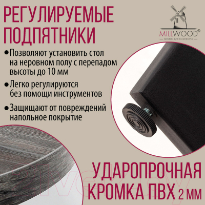 Обеденный стол Millwood Лофт Мюнхен Л 160x80x75