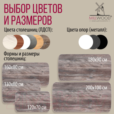 Обеденный стол Millwood Лофт Мюнхен Л 120x70x75