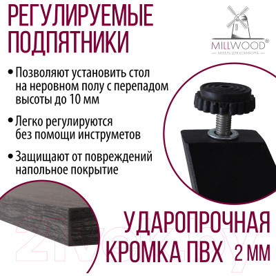 Обеденный стол Millwood Женева 2 Л 120x70x75