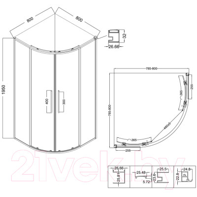 Душевой уголок Niagara NG-2825-34BLACK 80x80x195