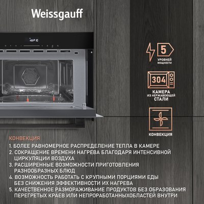 Микроволновая печь Weissgauff BMWO-341 DB Black Edition