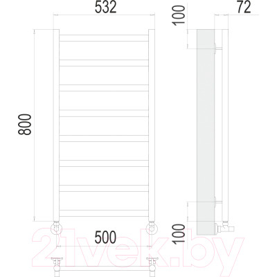 Полотенцесушитель водяной Terminus Аврора П8 500x800