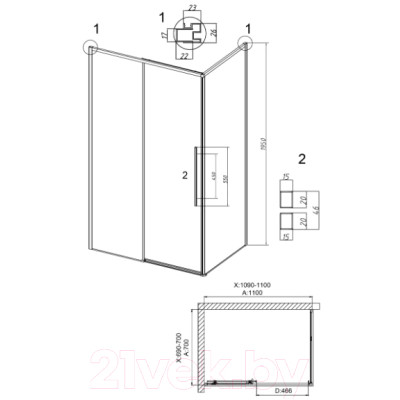 Душевой уголок Grossman Galaxy 110x70x195 / 120.K33.01.1170.21.02