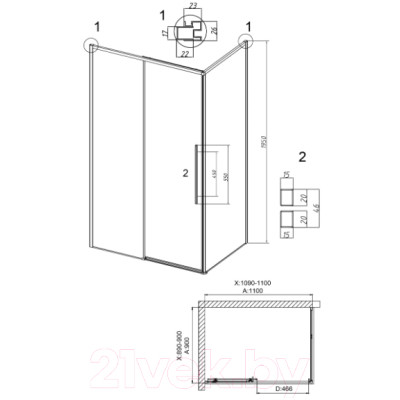 Душевой уголок Grossman Galaxy 110x90x195 / 120.K33.01.1190.21.02