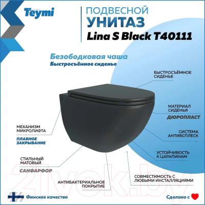 Унитаз подвесной Teymi Lina S / T40111