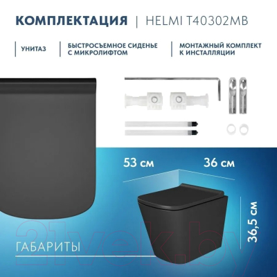 Унитаз подвесной Teymi Helmi S / T40302MB