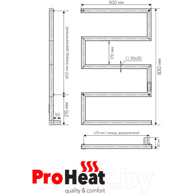 Полотенцесушитель электрический ProHeat Snake 50х83