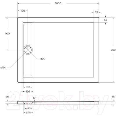 Душевой поддон BelBagno TRAY-BB-DUE-A-100-4-W0