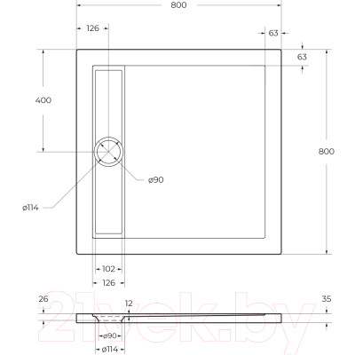 Душевой поддон BelBagno TRAY-BB-DUE-A-80-4-W0