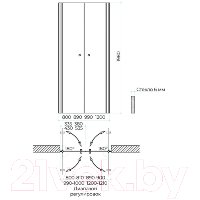 Душевая дверь MaybahGlass 198x99 / MGD-445-5