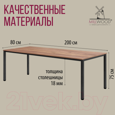 Обеденный стол Millwood Сеул 200x80x75