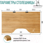 Компьютерный стол Millwood Каир 2 с вырезом 160x80x74