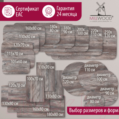 Столешница для стола Millwood 180x90