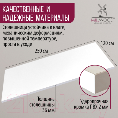 Столешница для стола Millwood 250x120