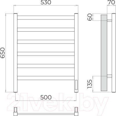 Полотенцесушитель электрический Terminus Ното П6 500x650