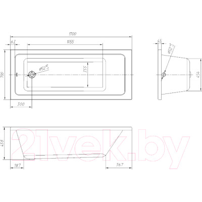 Ванна акриловая Ventospa Novaro 170x70