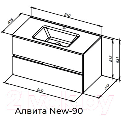 Тумба под умывальник Aquanet Алвита New 90 / 334187