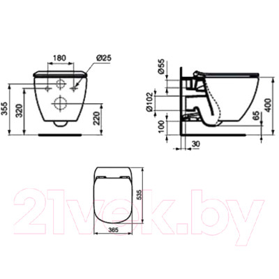 Унитаз подвесной Ideal Standard Tesi Aquablade T0079V1 + T3527V1