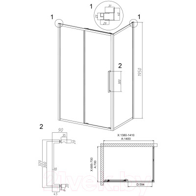 Душевой уголок Grossman Cosmo 140x70x195 / 120.K33.02.1470.42.00