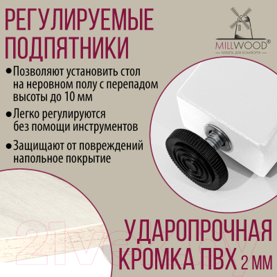 Обеденный стол Millwood Шанхай Л18 D1000