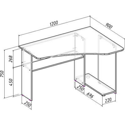 Компьютерный стол MFMaster Триан-1 правый