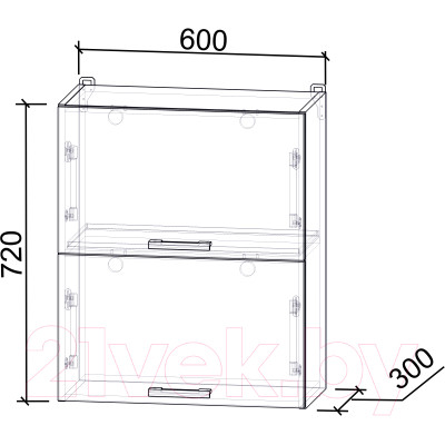 Шкаф навесной для кухни Интерлиния Компо ВШ60-720-2дг
