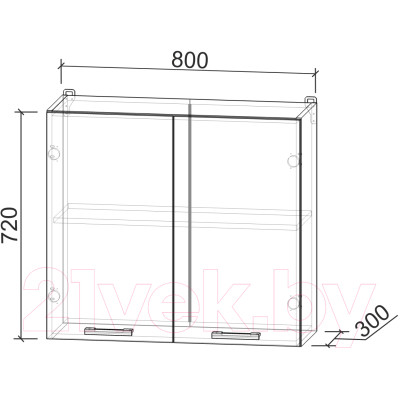 Шкаф навесной для кухни Интерлиния Компо ВШ80-720-2дв