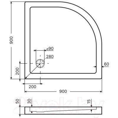 Душевой поддон Axus Rondo 90x90 / PR-90