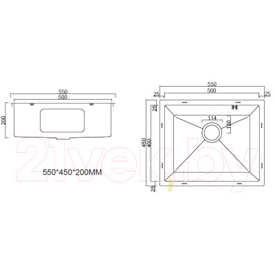 Мойка кухонная Arfeka Eco AR PVD Nano 55x45