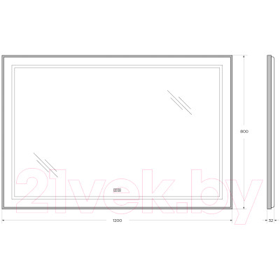 Зеркало BelBagno SPC-KRAFT-1200-800-LED-TCH-WARM-NERO