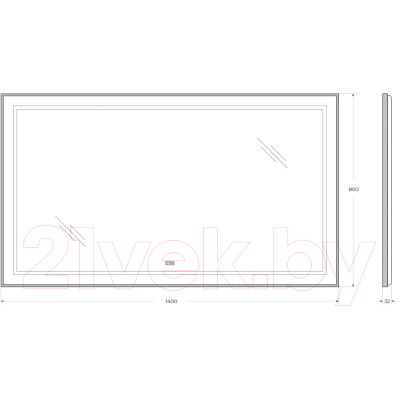 Зеркало BelBagno SPC-KRAFT-1400-800-LED-TCH-WARM-NERO