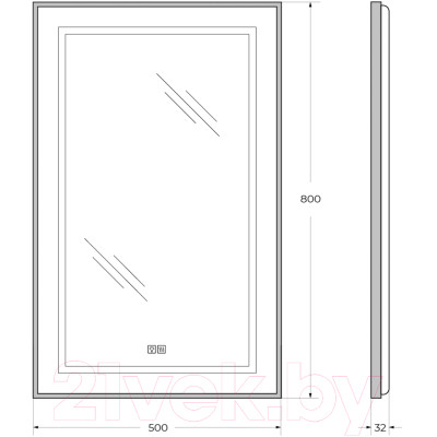 Зеркало BelBagno SPC-KRAFT-500-800-LED-TCH-WARM-NERO