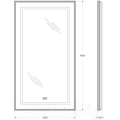 Зеркало BelBagno SPC-KRAFT-500-900-LED-TCH-WARM-NERO