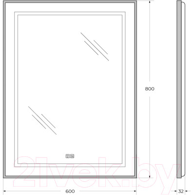 Зеркало BelBagno SPC-KRAFT-600-800-LED-TCH-WARM-NERO