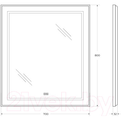 Зеркало BelBagno SPC-KRAFT-700-800-LED-TCH-WARM