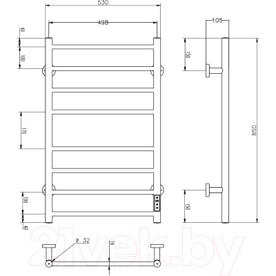 Полотенцесушитель электрический Roxen Caspia BK-109W-8T / 11070-5385W