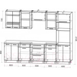Кухонный гарнитур Интерлиния Мила Пластик 2.8 ВТ
