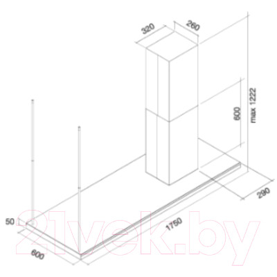 Вытяжка коробчатая Falmec Lumen Isola Steel 175 DX 1750 / CLUI75.E0P2#NEUI490F