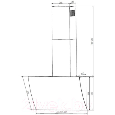 Вытяжка наклонная Elikor Wave 60 BK / 243078