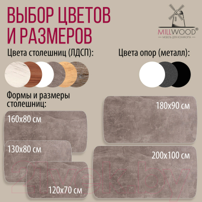 Обеденный стол Millwood Лофт Мюнхен Л 200x100x75