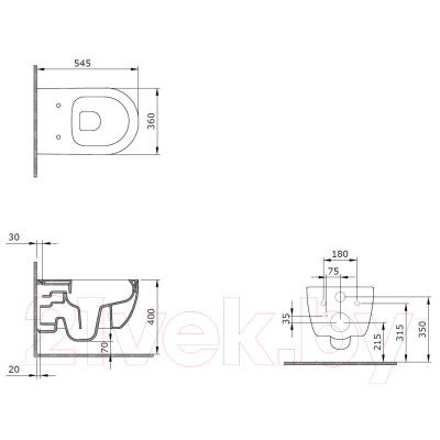 Унитаз подвесной Bocchi V-Tondo Rimless 1416-006-0129 + A0336-006