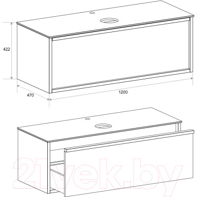 Тумба под умывальник ЗОВ Бергамо 120 / MB1200RAL3012-KP13W