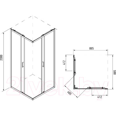 Душевой уголок IVA 90x90x200 / E4SX90C